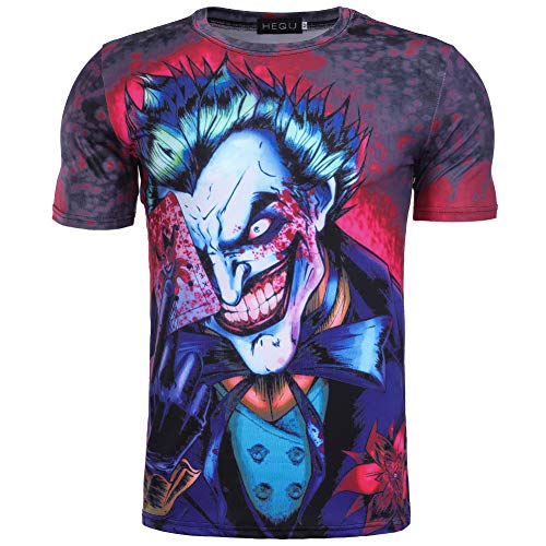 lady bug Camiseta de hombre y mujer Joker Poker Dark Knight 3D Digital Color Print Manga Corta Cuello Redondo Casual Sport T-Shirt
