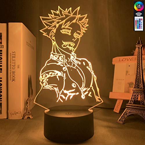 Lámpara de Anime Lámpara de luz nocturna Manga Los siete pecados capitales Gadget para el hogar Luz decorativa Meliodas Figura Niños Lámpara de mesa Regalo