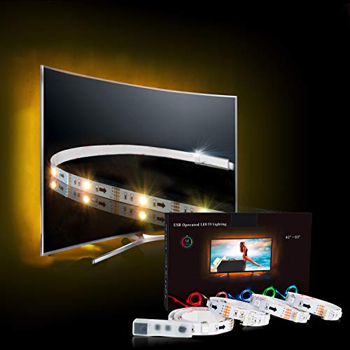 LED Iluminación, Maylit USB 2M / 6.56ft LED Tiras RGB Luz Trasera para 40 a 60 IN HDTV luz de neón luz de polarización con Remoto IR de 24 Teclas, LED tiras retroiluminación de TV