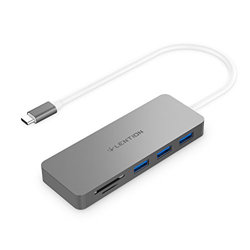 lention USB-C Hub con Tipo C, Puertos USB 3.0 y Lector de Tarjetas SD/TF para MacBook Air 2018, MacBook Pro 13/15 (Thunderbolt 3), MacBook 12, ChromeBook y más, Adaptador Multipuerto (Espacio Gris)