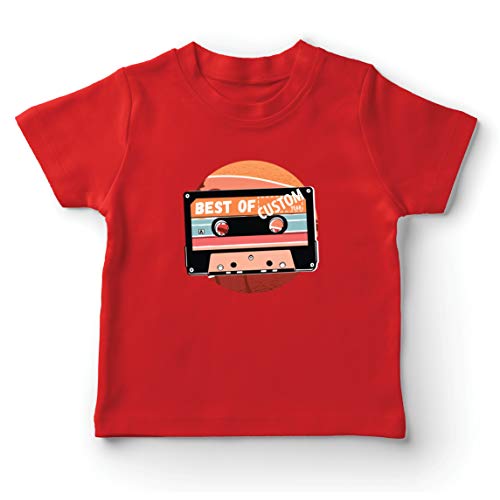 lepni.me Camiseta para Niño/Niña Cassette Antiguo Lo Mejor del año 80, 90, 70 (1-2 Years Rojo Multicolor)
