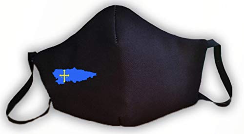 Mascarilla reutilizable negra bandera de España Asturias original elegante