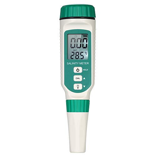 Medidor de Salinidad del Agua y Termometro para piscina digital,tester Sal Contenido,Temperatura,Salinómetro Detector con luz de fondo