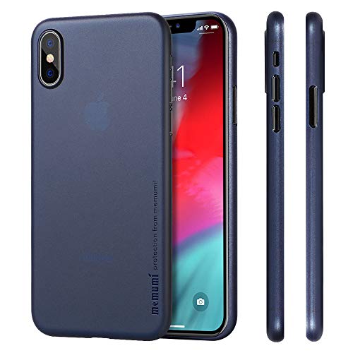 memumi Compatible con iPhone XS Funda, Ultra Slim 0.3 mm Anti-Rasguño y Resistente Huellas Funda para iPhone XS 5.8" (2018) Thin Case Azul Transparente