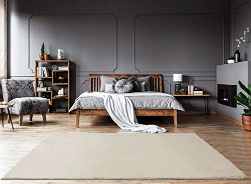 Mia´s Teppiche Bella - Alfombra para salón, 100% poliéster, Color Crema, 80 x 150 cm