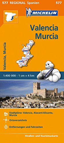 Michelin Valencia, Murcia. Straßen- und Tourismuskarte 1:400.000: Stadtpläne: Valencia, Alacant/Alicante, Murcia. Ortsverzeichnis. Entfernungen und Fahrzeiten: 577