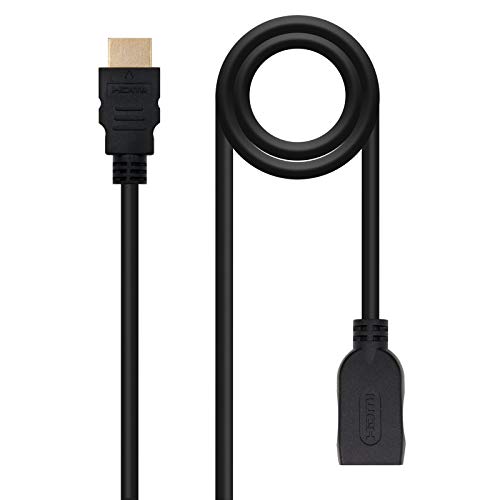 NanoCable 10.15.1001 - Cable HDMI V1.3B prolongador alta velocidad, A/M-A/H, macho-hembra, negro, 1mts