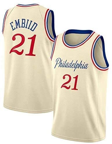 NBA Jersey 76ers # 21 Joel Embiid Classic Men's Jersey, cómodo/Ligero/Transpirable All-Star Unisex Uniforme, (Color : 3, Size : Small)