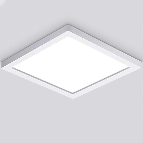 Oeegoo 24W LED Lámpara de techo Cuadrado, LED luz de techo ultra delgada 1,3cm, 2040LM para Dormitorio Cocina Sala de estar Comedor Balcón Pasillo Blanco Natural 4000K