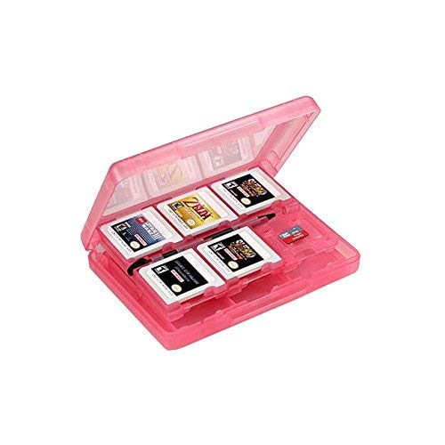 OSTENT Tarjeta de memoria para juegos 28-en-1 Carcasa de cartucho de cartucho compatible con Nintendo 3DS LL / XL - Color rosa