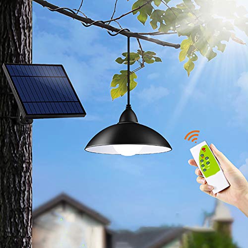OurLeeme Luz solar al aire libre, lámpara colgante impermeable retro de 12LED con pantalla Bombilla LED solar con cable de control remoto de 3M para jardín Patio Inicio