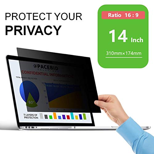 PaceBid Filtro de Privacidad Premium, Privacy Screen Filter, Gold Anti-Spy Privacy Screen Filter, Protector de Pantalla para Ordenador Portátil (14" 16:9)