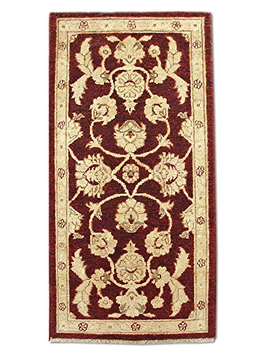 Pak Persian Rugs Tradicional Persa Chobi Hecho a Mano Agra Alfombra, Lana, Color marrón Oscuro, 60 x 115 cm, 2 'x 3' 9 '(pies)