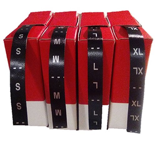 Personal Labels Lote de tallas en negro impresión plata S - M -L XL (50)