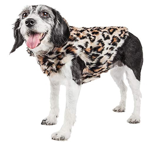 Pet Life Luxe Lab-Pard - Abrigo para Perro (Piel de visón, tamaño pequeño), diseño de Leopardo, Color marrón