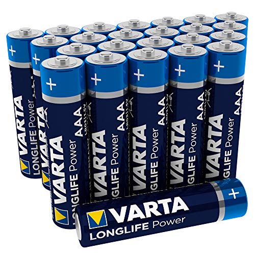Pila VARTA Longlife Power AAA Micro LR03 (paquete de 24 unidades), pila alcalina - «Made in Germany» - Ideal para juguetes, linternas, mandos y otros aparatos que funcionan con pilas