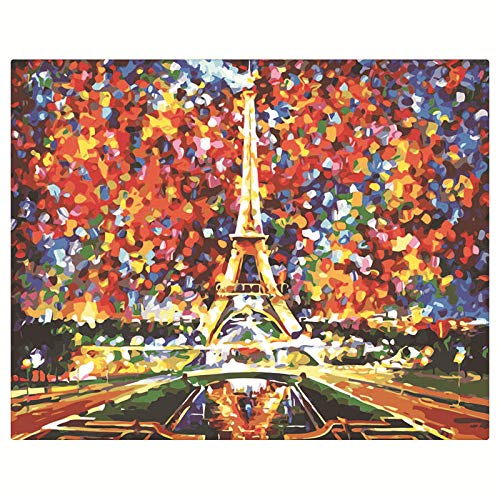 Pintar con Numeros Adultos -Pintar con Numeros Personalizado -Pintar con Numeros Niños -Habitación Decoraciones para el Hogar -Navidad Regalo -Acuarela Torre Eiffel -30x40cm