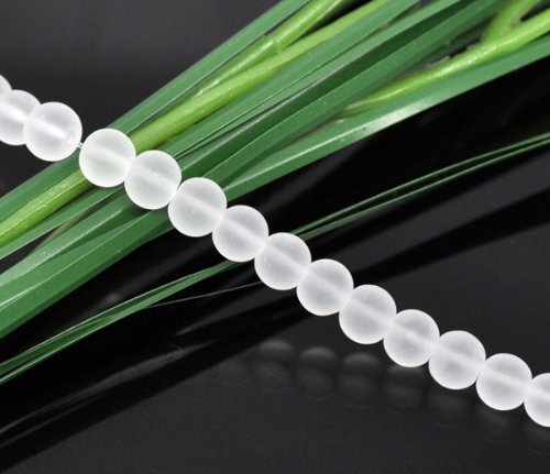 Pléiades Création Lote de 550 Perlas de Cristal Esmerilado Blanco Transparente 6 mm para la creación de Joyas