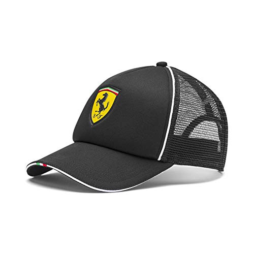 PUMA x Scuderia Ferrari Fanwear Adjustable Strapback Trucker Cap Hat (Black)
