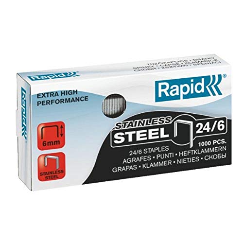 RAPID 24858100 - Caja 1000 grapas 24/6 mm Super Strong acero inoxidable