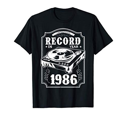 Regalo para el vinilo antiguo de 34 años 1986 34º cumpleaños Camiseta