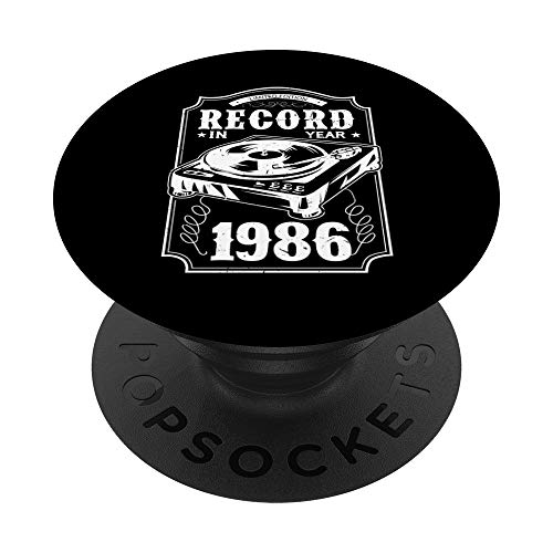 Regalo para el vinilo antiguo de 34 años 1986 34º cumpleaños PopSockets Agarre y Soporte para Teléfonos y Tabletas