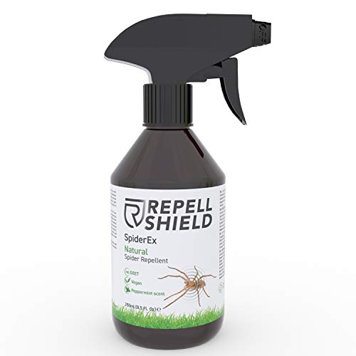 REPELL SHIELD Spray Anti Arañas - Repelente de Insectos con Aceite de Menta para Eliminar Arañas de Manera Efectiva - Alternativa Natural al Aerosol Mata Arañas Interior - 250 ml