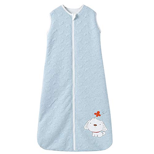 Saco de dormir para bebé de invierno con mangas para niño, niña, recién nacido, 2,5 tog, color gris (110 cm/18-36 meses), bordado azul