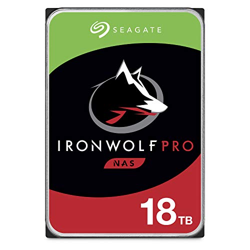 Seagate IronWolf Pro, 18 TB, NAS, Disco duro interno, HDD, CMR 3,5" SATA 6 GB/s, caché 256 MB, almacenamiento RAID, 3 años de servicios Rescue, Paquete Abre-fácil (ST18000NEZ00)