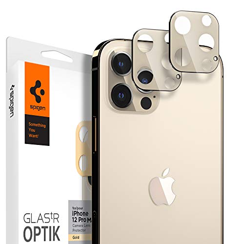 Spigen Glas TR Optik Cámara Lente Protector para iPhone 12 Pro MAX Oro - 2 Unidades