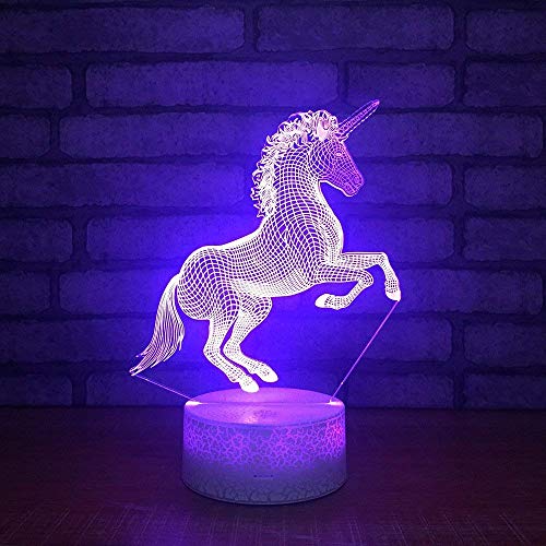 Subtop Lámpara de ilusión óptica 3D, 7 Lámpara de tacto de cambio de color con plano acrílico, base ABS, carga USB para decoración del hogar (Lámpara de caballo)