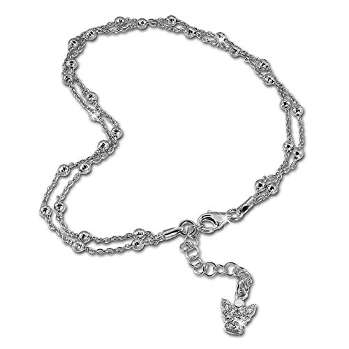 Sueño de plata de la cadena de bolas de pie ángel circonios 27 cm 925er plata SDF2174J