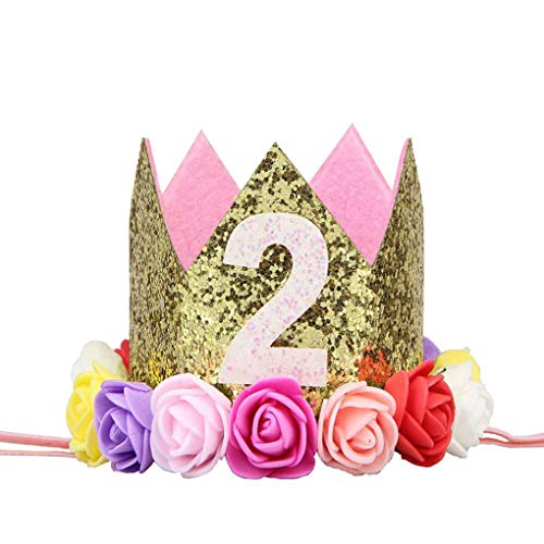 Sunlera Partido de la Flor de la niña del cumpleaños del Muchacho Cap Diadema 1/2 1 2 3 Año Número recién Nacido Sombrero del cumpleaños
