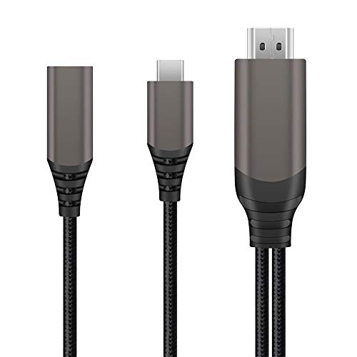 Tec-Digi Cable USB C a HDMI para Nintendo Switch, 4K a 30HZ HD USB Tipo C a HDMI Cable con 60W PD Cable de alimentación Compatible con MacBook Pro, iPad Pro, Pixel Book, XPS, Galaxy etc.