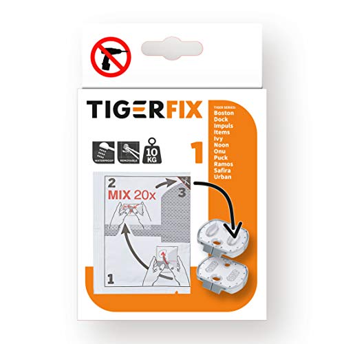 TigerFix 1 Pegamento de Montaje para Accesorios de Baño, 3 x 10.5 x 16.5 cm, Metal, Cromo, 2 Unidades