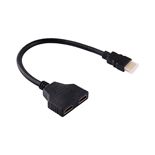 Tihebeyan Divisor de Cable HDMI, 1080P HDMI Macho a Dual HDMI Hembra Adaptador de Adaptador de Cable Divisor de 1 a 2 vías para Reproductores de DVD/HDTV/Monitor LCD