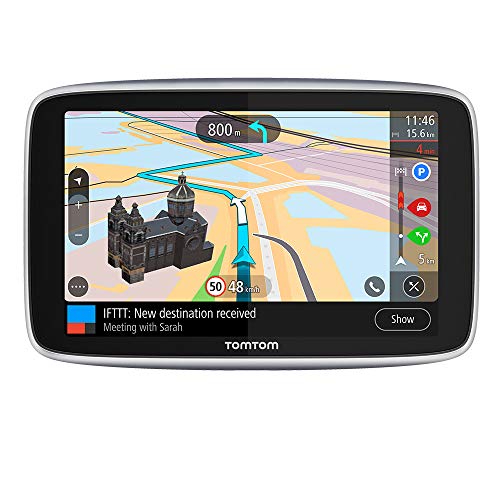 TomTom GPS para coche GO Premium, 5 pulgadas con tráfico y alerta de radares gracias a TomTom Traffic, mapas del mundo, actualizaciones a través de WiFi, llamadas con manos libres, soporte Click-Drive