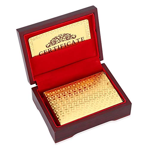 tongzhou Cartas de póquer chapadas en Oro de 24 Quilates, baraja de póquer Completa, Cartas de póquer, Naipes de lámina de Oro Falsos Impermeables, Cartas de Juego de póquer de plástico con Caja(3)