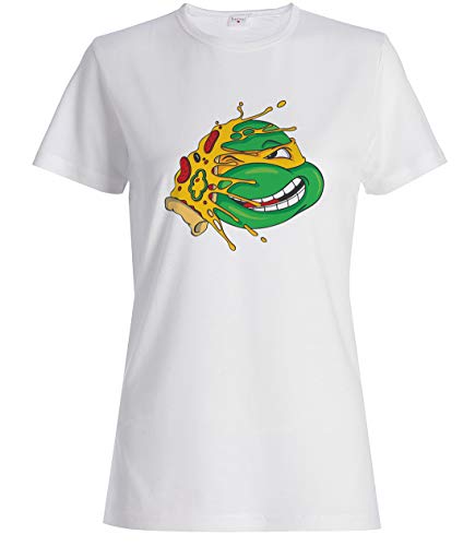 Tortuga Ninja Pizza Divertido T-Shirt Camiseta De Mujer Blanca XL