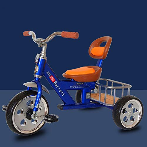 Triciclo de ciclismo antiguo, bicicleta para niños al aire libre, cinturón de acero con alto contenido de carbono, canasta trasera, triciclo para niños y niñas, 2-3-4-5-6 años