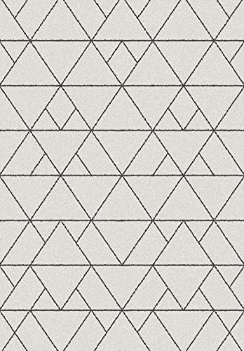 Universal Alfombra geométrica Nilo Triángulos Blanco, 100% Polipropileno, 190 x 280 cm