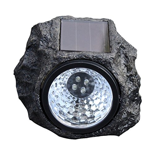 Uonlytech Luz de roca al aire libre, 4 LED Lámpara de piedra imitación con energía solar para Pathway Landscape Garden Patio al aire libre
