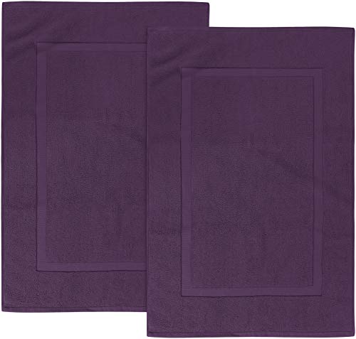 Utopia Towels - 2 Alfombrillas de baño, Alfombra baño - 100% algodón Lavable en la Lavadora (53 x 86 cm, Ciruela) - Altamente Absorbente