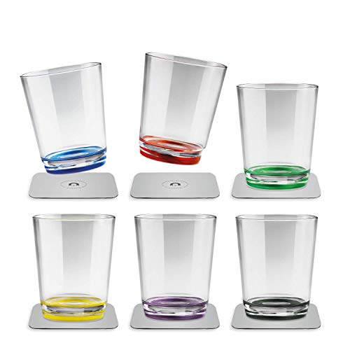 Vaso magnético silwy Multicolor - Nueva generación - sin BPA (tritan) - Antideslizante, irrompible - Incl. Posavasos metálicas de Nano-Gel - 0,25l para el Camping y el Barco