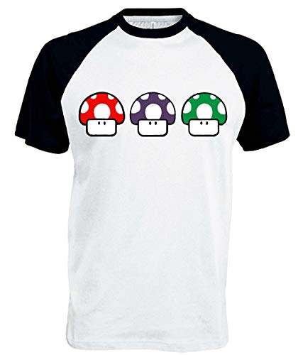 VE Camiseta Mario Bros con diseño de seta de vidoegames, camiseta de videojuegos Wario blanco S