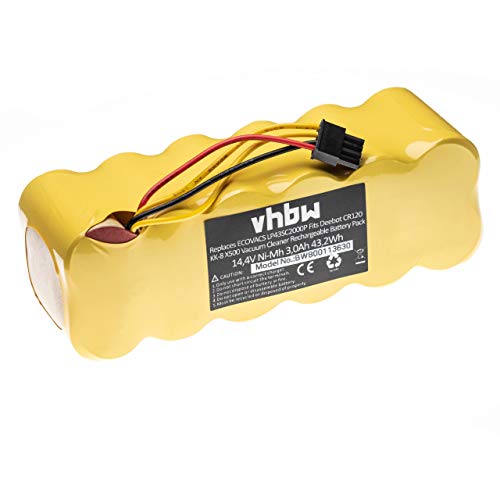 vhbw Batería NiMH 3000mAh (14.4V) para robot aspidador doméstico Ariete Briciola 2712, 2717 como LP43SC2000P.