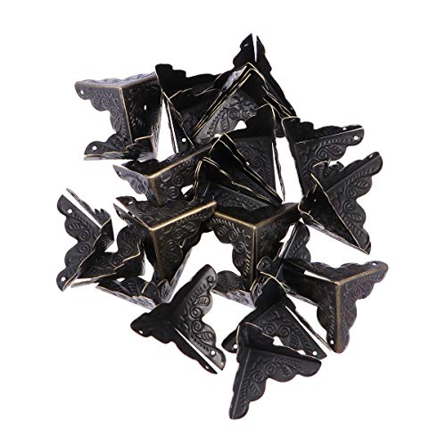 VOSAREA 30 Piezas Protector de Esquina Triángulo Caja de Metal Tallada ratán Caja de Madera Borde de Seguridad con 120 Piezas de Clavos