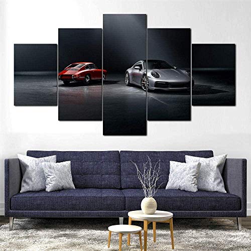YOPLLL Decoración Moderna Casa Dormitorio Pared 5 Piezas Impresión HD Cartel De Lienzo Cuadros Pinturas Modulares Arte 911 Carrera Cabriolet(Sin Marco)