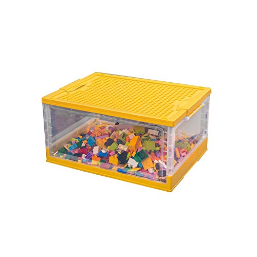 YUMEIGE Caja de almacenamiento de cosméticos Caja de almacenamiento de juguetes para niños Canasta de plástico LEGO bloques Ordenar y clasificar caja de almacenamiento transparente, apilable, polea in