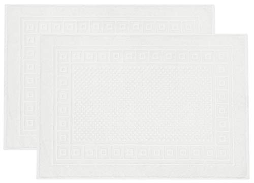 ZOLLNER Set de 2 alfombras de baño, Blanco, algodón 100%, 50x70 cm